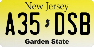 NJ license plate A35DSB