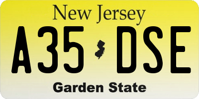 NJ license plate A35DSE
