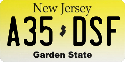 NJ license plate A35DSF