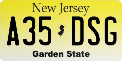 NJ license plate A35DSG