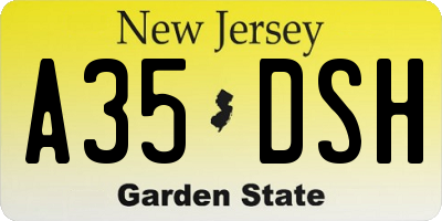 NJ license plate A35DSH