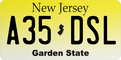 NJ license plate A35DSL