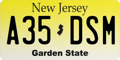 NJ license plate A35DSM