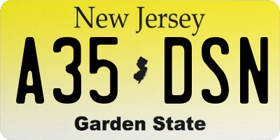 NJ license plate A35DSN