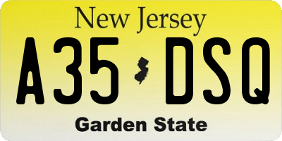 NJ license plate A35DSQ
