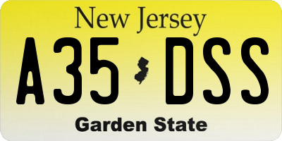 NJ license plate A35DSS