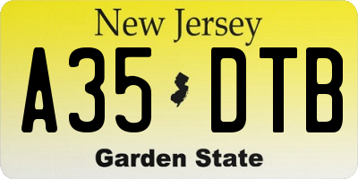 NJ license plate A35DTB