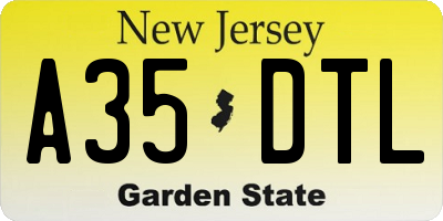 NJ license plate A35DTL