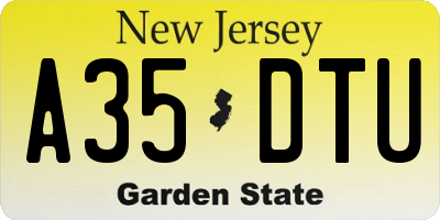 NJ license plate A35DTU