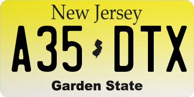 NJ license plate A35DTX