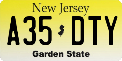 NJ license plate A35DTY
