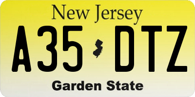 NJ license plate A35DTZ