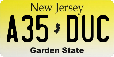 NJ license plate A35DUC