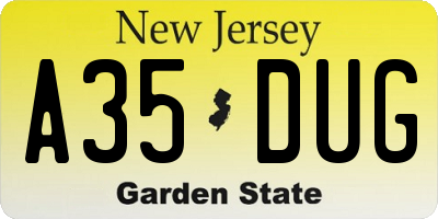 NJ license plate A35DUG