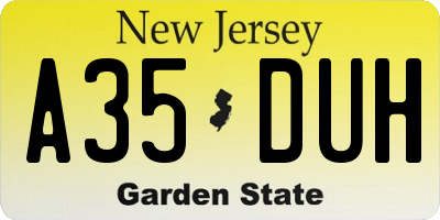 NJ license plate A35DUH