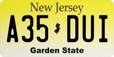 NJ license plate A35DUI