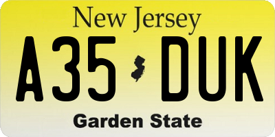 NJ license plate A35DUK