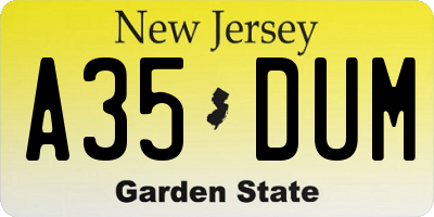 NJ license plate A35DUM