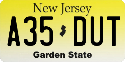 NJ license plate A35DUT