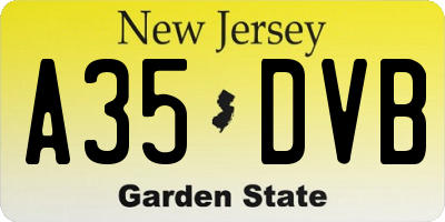 NJ license plate A35DVB