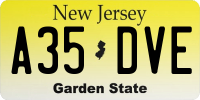 NJ license plate A35DVE