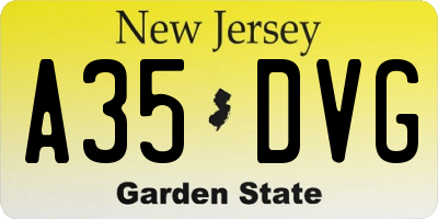 NJ license plate A35DVG