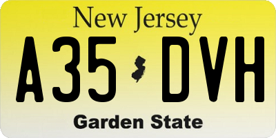 NJ license plate A35DVH