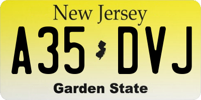 NJ license plate A35DVJ