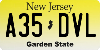 NJ license plate A35DVL