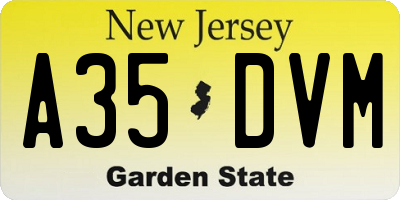 NJ license plate A35DVM