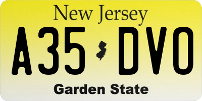 NJ license plate A35DVO