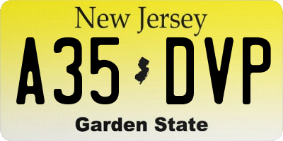 NJ license plate A35DVP