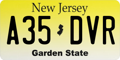 NJ license plate A35DVR