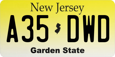 NJ license plate A35DWD