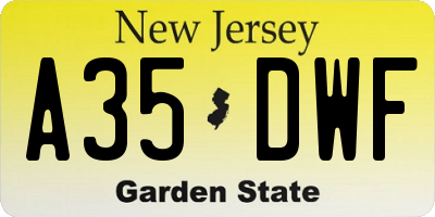 NJ license plate A35DWF