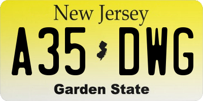 NJ license plate A35DWG
