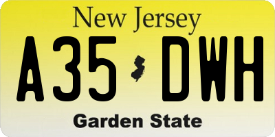 NJ license plate A35DWH