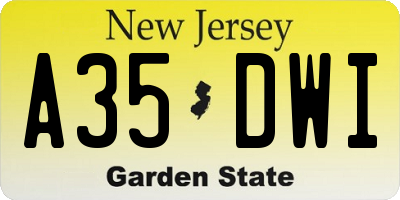 NJ license plate A35DWI