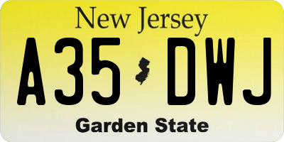NJ license plate A35DWJ