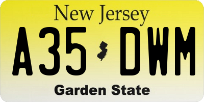 NJ license plate A35DWM