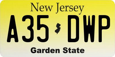 NJ license plate A35DWP