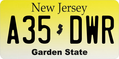 NJ license plate A35DWR