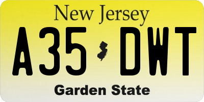 NJ license plate A35DWT