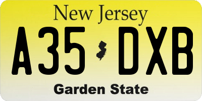 NJ license plate A35DXB