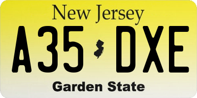 NJ license plate A35DXE