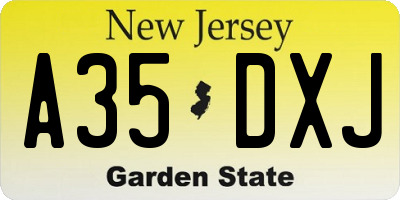 NJ license plate A35DXJ