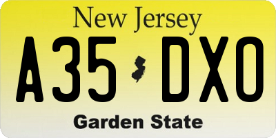NJ license plate A35DXO