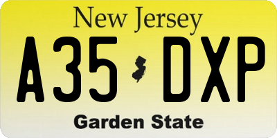 NJ license plate A35DXP
