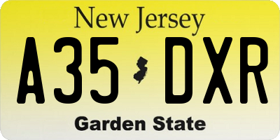 NJ license plate A35DXR