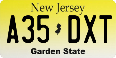 NJ license plate A35DXT